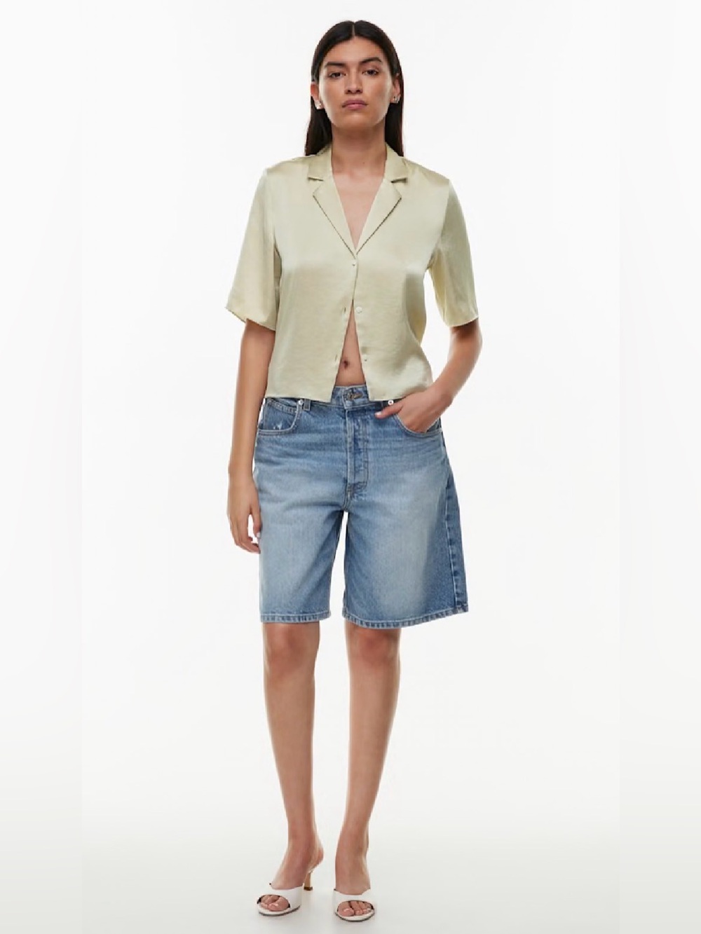 Aritzia Wilfred Butter Yellow Beso Satin Top - Size S *Rare colour*